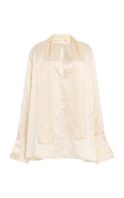 Kallmeyer Merryn Silk Charmeuse Scarf Top In Neutral