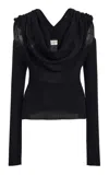 Kallmeyer Michele Cotton-blend Cowl Neck Sweater In Black