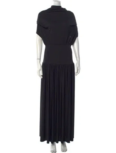 Pre-owned Kallmeyer Mock Neck Long Dress In Black