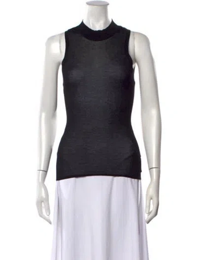 Pre-owned Kallmeyer Mock Neck Sleeveless Top In Black