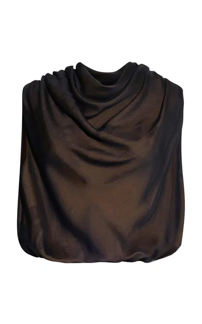 Kallmeyer Naia Draped Silk Top In Black