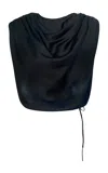 Kallmeyer Naia Draped Top In Black Soft Satin