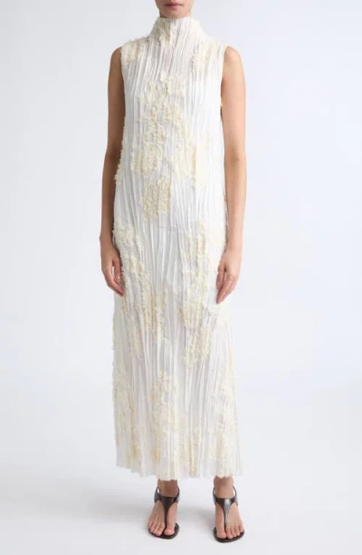 Kallmeyer Nala Cotton & Silk Blend Eyelash Plissé Gown In Crema