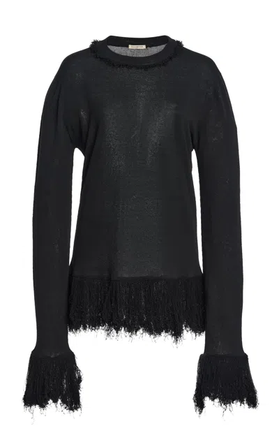 Kallmeyer Neave Fringe-trim Crewneck In Black