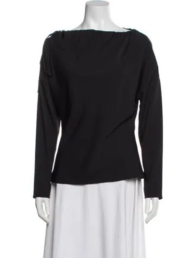 Pre-owned Kallmeyer Off-the-shoulder Long Sleeve Blouse In Gray
