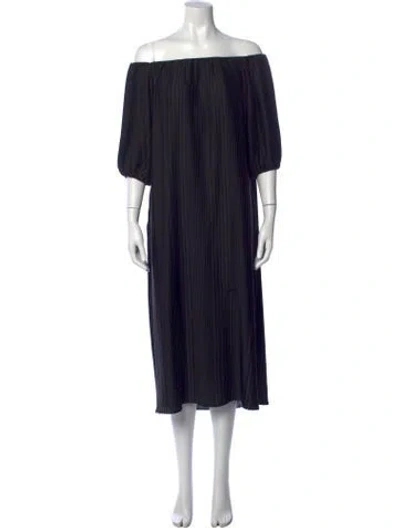 Pre-owned Kallmeyer Off-the-shoulder Midi Length Dress In Black/blue