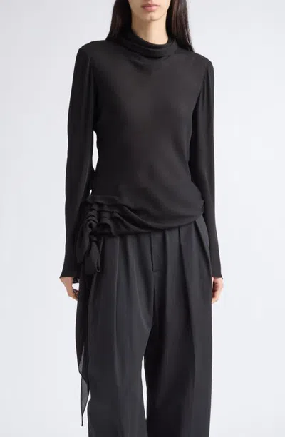 Kallmeyer Ornella Draped Silk Georgette Top In Black