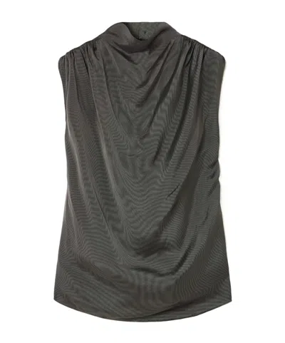 Kallmeyer Penny Draped Satin Top In Green