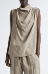 Kallmeyer Penny Stripe Sleeveless Draped Top In Multi