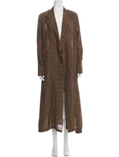 Pre-owned Kallmeyer Plaid Print Coat W/ Tags In Brown