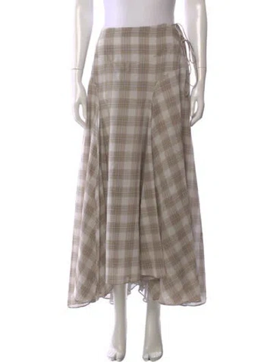 Pre-owned Kallmeyer Plaid Print Long Skirt In Neutral