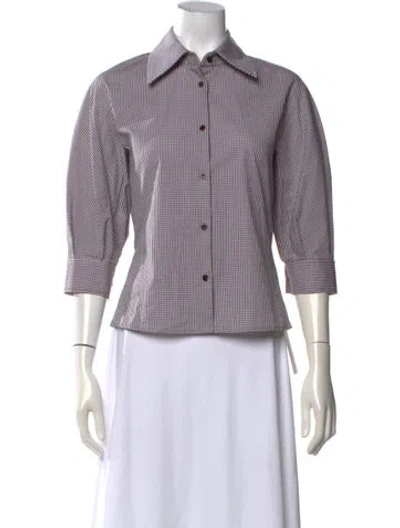 Pre-owned Kallmeyer Plaid Print Three-quarter Sleeve Blouse In Multicolor