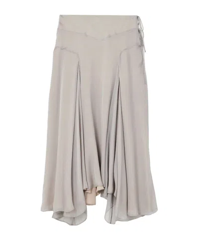 Kallmeyer Alyse Asymmetric Pleated Silk-chiffon Skirt In Gray