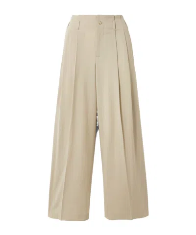 Kallmeyer Percie Pleated Wool-blend Wide-leg Pants In Neutral