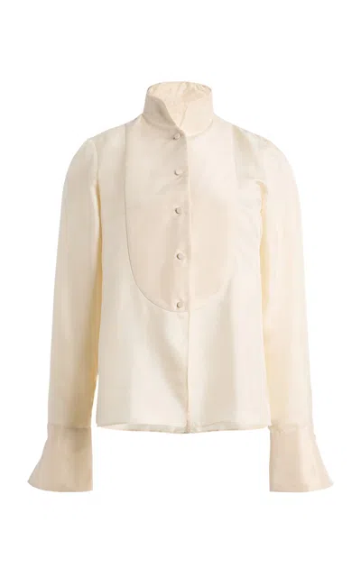 Kallmeyer Porch Silk Tuxedo Shirt In Neutral