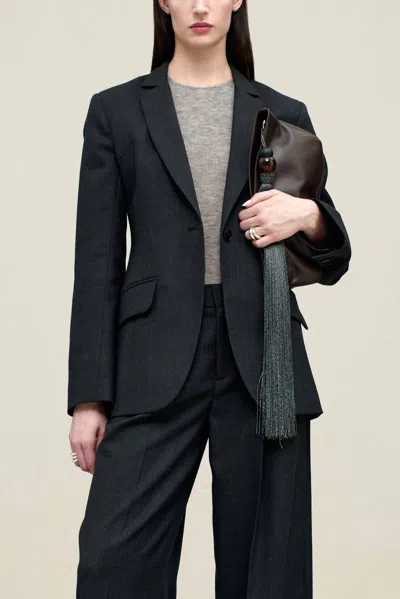 Kallmeyer Raquel Single Breasted Blazer In Grey Plaid In Black