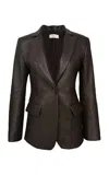 Kallmeyer Raquel Single Breasted Leather Blazer In Brown