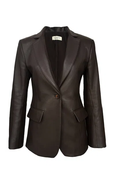 Kallmeyer Raquel Single Breasted Leather Blazer In Brown