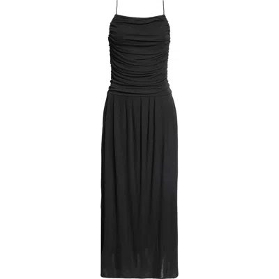Kallmeyer Reese Ruched Sleeveless Maxi Dress In Black