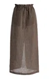 Kallmeyer Regina Linen-blend Midi Skirt In Brown