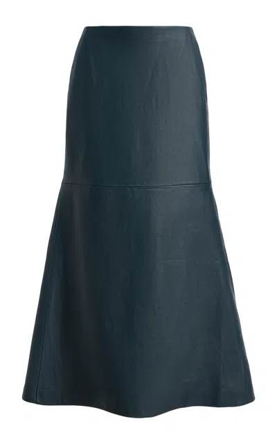 Kallmeyer Rhia Leather Maxi Skirt In Blue