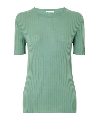 Kallmeyer Ribbed-knit Merino Wool T-shirt In Green