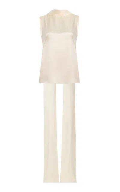 Kallmeyer River Silk Charmeuse Scarf Top In White