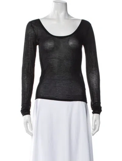 Pre-owned Kallmeyer Scoop Neck Long Sleeve Top In Black