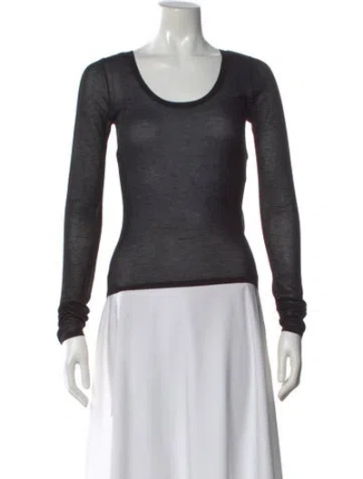 Pre-owned Kallmeyer Scoop Neck Long Sleeve Top In Grey
