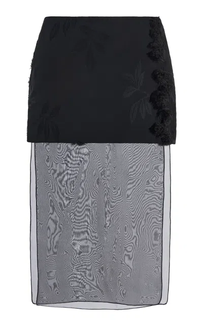 Kallmeyer Seema Eyelash Jacquard Layered Maxi Skirt In Black