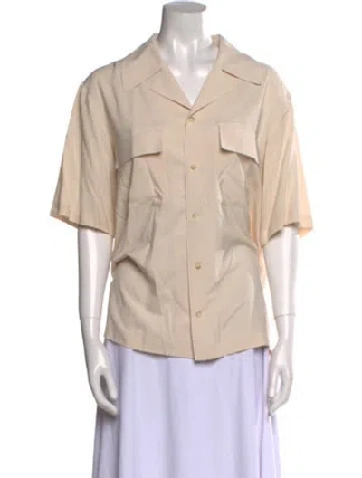 Pre-owned Kallmeyer Short Sleeve Button-up Top In Neutral