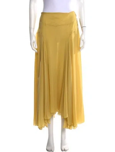 Pre-owned Kallmeyer Silk Long Skirt In Yellow