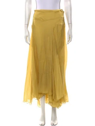 Pre-owned Kallmeyer Silk Long Skirt In Yellow