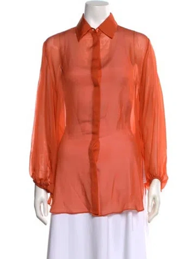 Pre-owned Kallmeyer Silk Long Sleeve Blouse In Orange