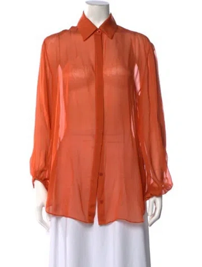 Pre-owned Kallmeyer Silk Long Sleeve Blouse In Orange