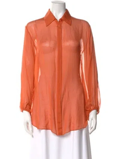 Pre-owned Kallmeyer Silk Long Sleeve Blouse W/ Tags In Orange