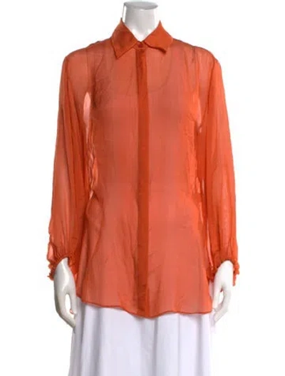 Pre-owned Kallmeyer Silk Long Sleeve Blouse W/ Tags In Orange