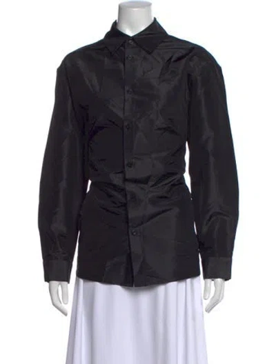 Pre-owned Kallmeyer Silk Long Sleeve Button-up Top In Black