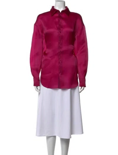Pre-owned Kallmeyer Silk Long Sleeve Button-up Top In Pink