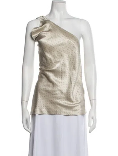 Pre-owned Kallmeyer Silk Polka Dot Print Top In White