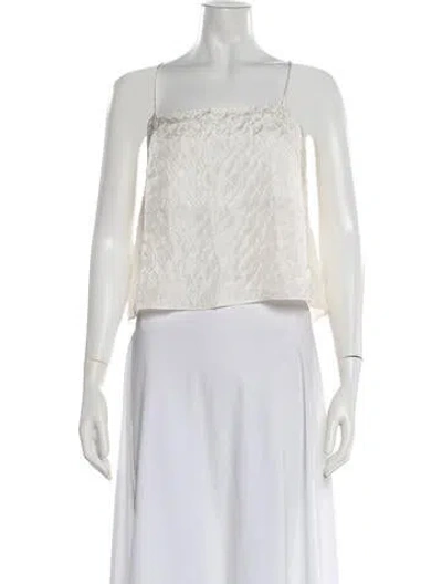 Pre-owned Kallmeyer Silk Square Neckline Top In White