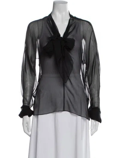Pre-owned Kallmeyer Silk V-neck Blouse In Gray