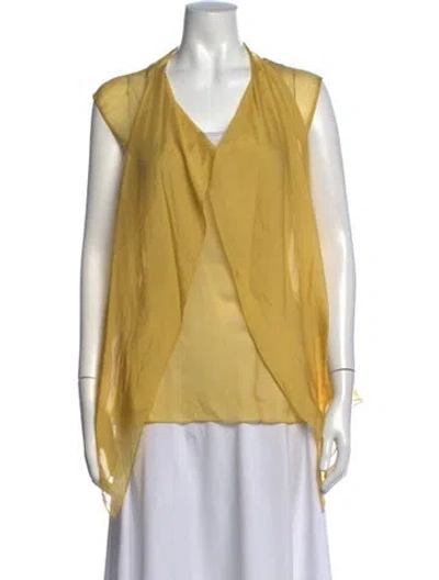 Pre-owned Kallmeyer Silk V-neck Top In Yellow