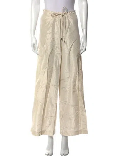 Pre-owned Kallmeyer Silk Wide Leg Pants In Neutrals