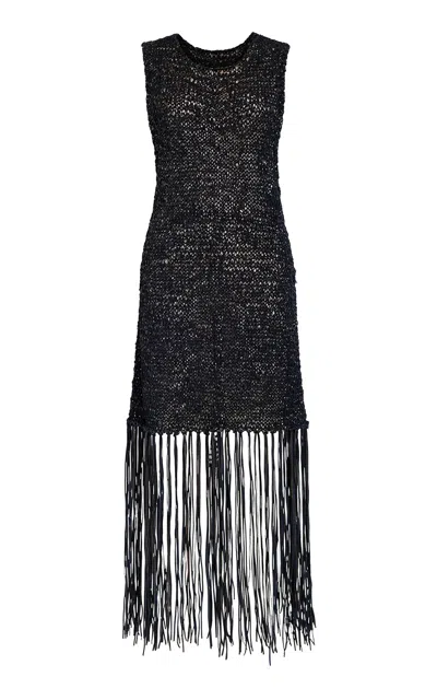 Kallmeyer Solange Fringe Tunic In Black In Black