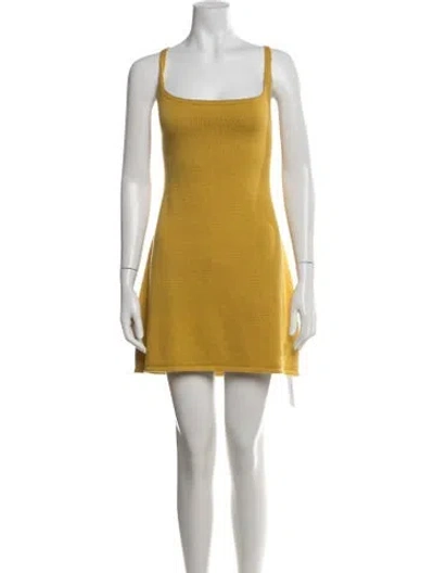 Pre-owned Kallmeyer Square Neckline Mini Dress In Yellow