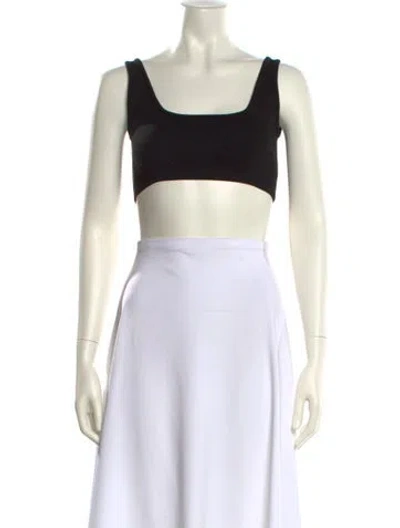 Pre-owned Kallmeyer Square Neckline Sleeveless Crop Top In Black