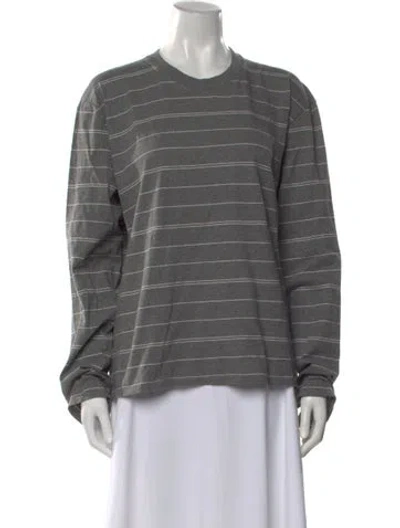 Pre-owned Kallmeyer Striped Crew Neck Sweater In Gray