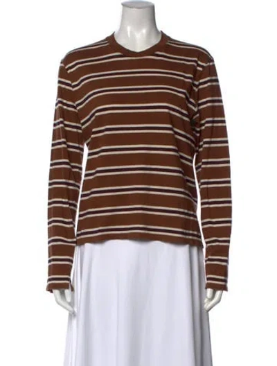 Pre-owned Kallmeyer Striped Crew Neck Top In Brown