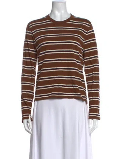 Pre-owned Kallmeyer Striped Crew Neck Top In Brown